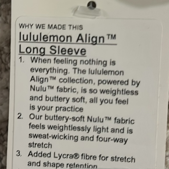 Lululemon NWT Align Long Sleeve 8 - Picture 2 of 3